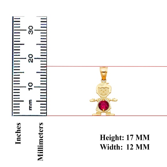 14kY Gold July Birthstone CZ Boy Pendant